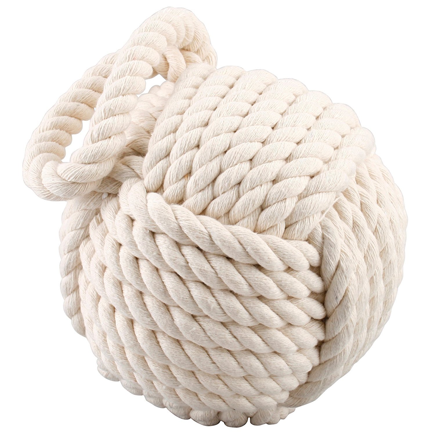 Cream Nautical Weighted Rope Ball Doorstop