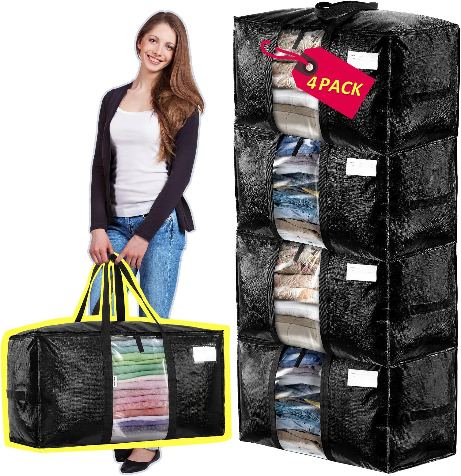 AlexHome Easy Moving Bags Heavy Duty,6 Pack, Extra Large