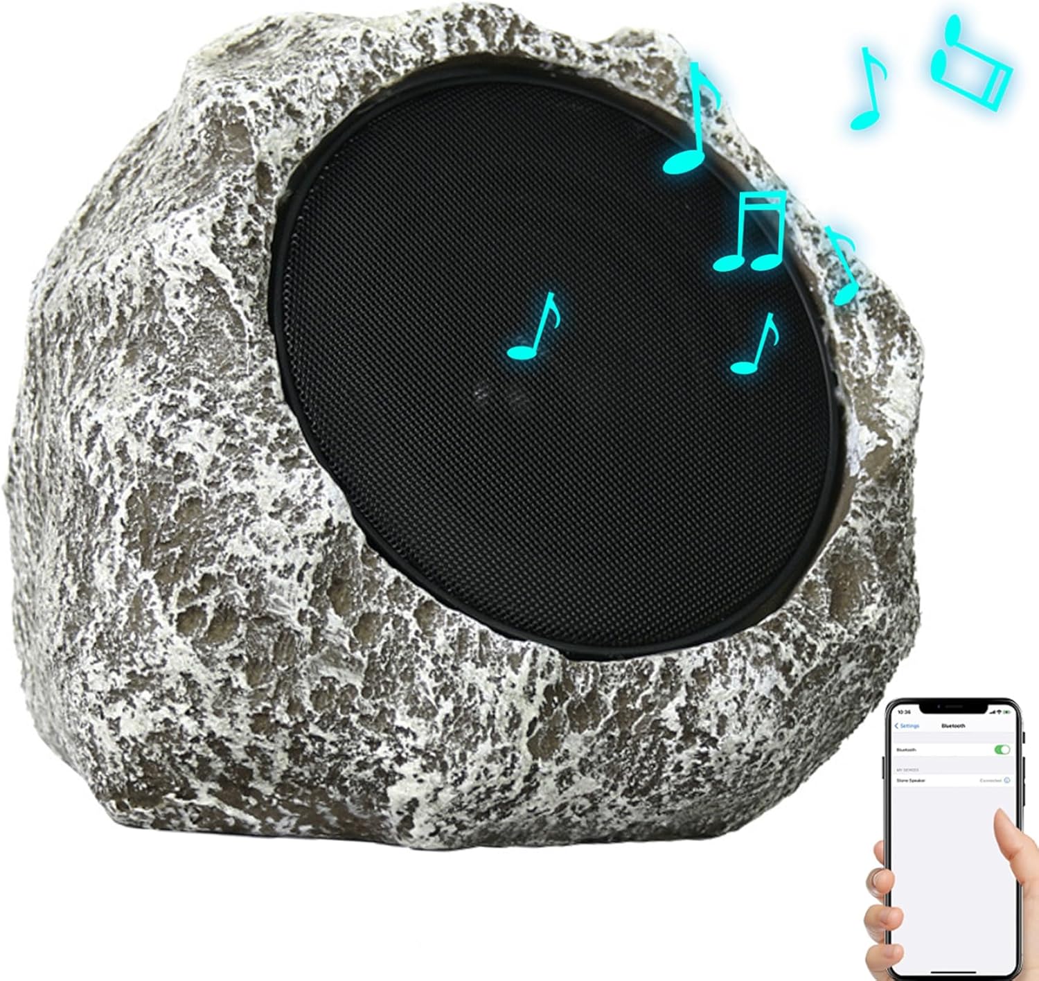 Outdoor Rock Speakers 9x7x7'' Waterproof Solar-Powered/USB Wireless Outdoor Speakers Rechargeable Outdoor Speakers for Garden Patios Villas Parks Camping, Outdoor Subwoofer