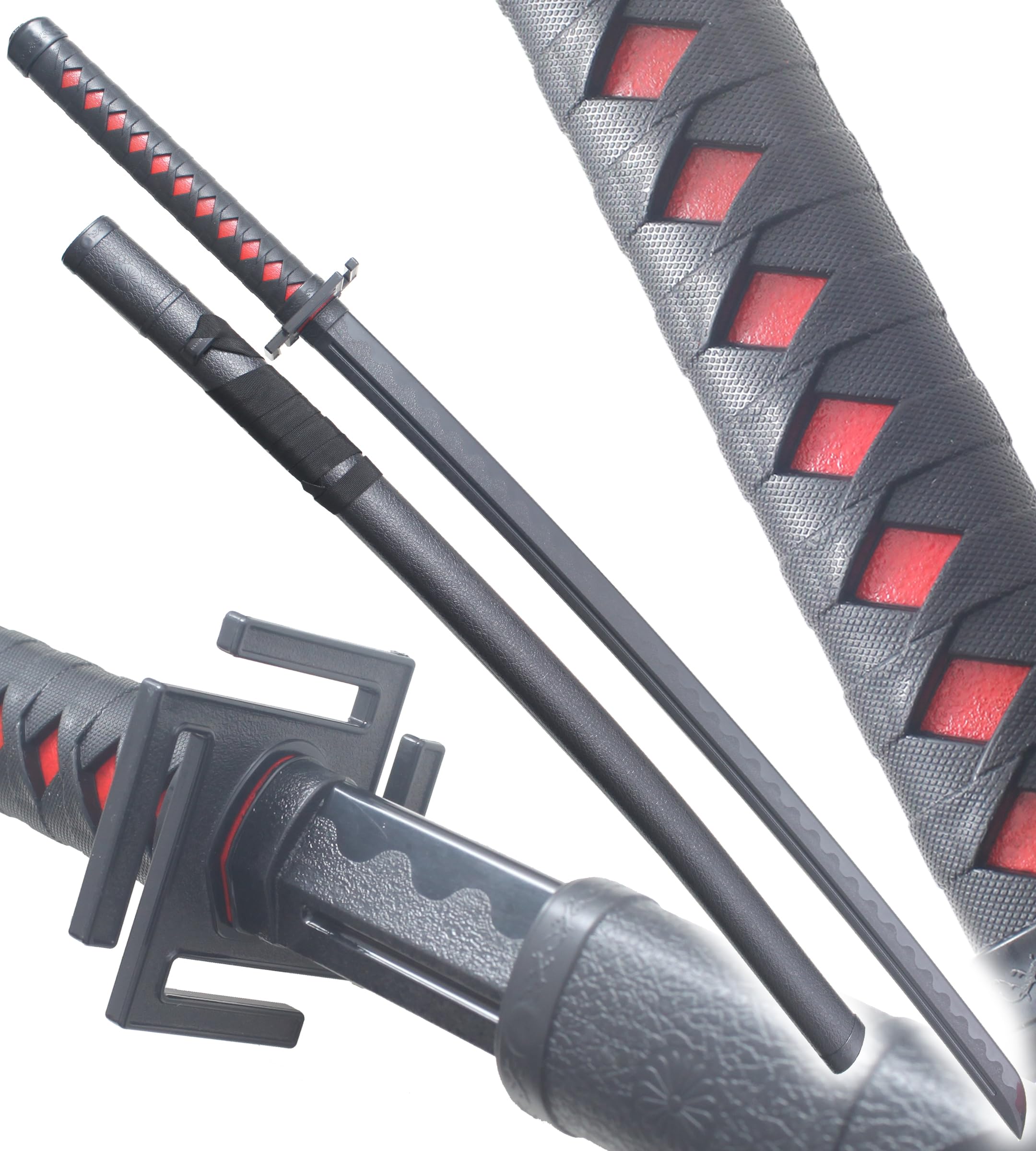 Pack 2 Katanas Tout en Polypropylene Noir Bleach Bankai Ichigo Sabre Entrainement Combat + Fourreau ABS Epee Bleach Katana