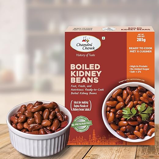 Chandni Chowk Red Boiled Kidney Beans Ready To Eat and Cook | Ideal For MAking Rajma Masala and Kidney Beans Salad | No Preservatives Or Artificial Colors | 250 gm Pack of 1