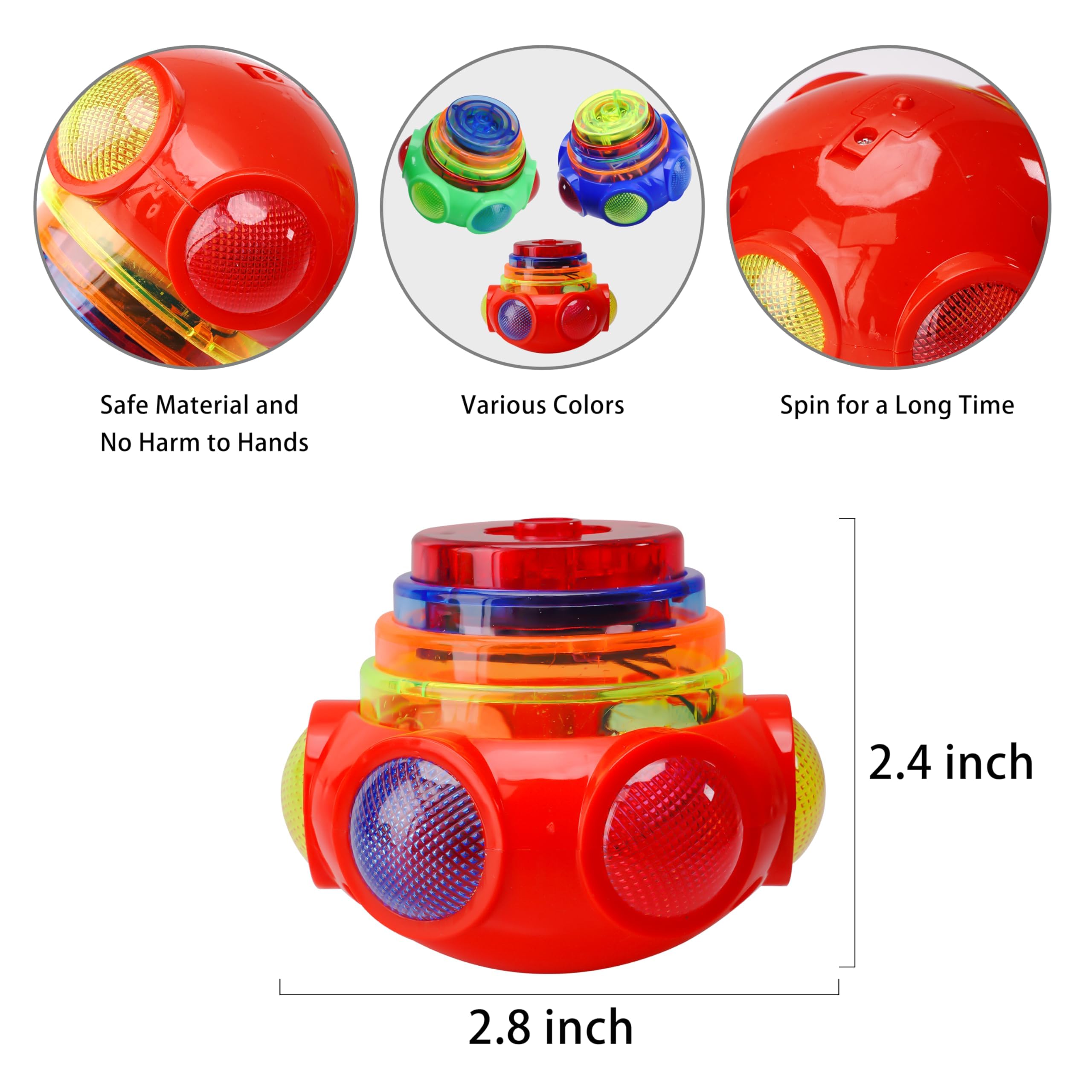 PROLOSO Confezione da 12 trottole rotanti a LED con luce e musica, giocattoli che si illuminano al buio, forniture per feste, regalo multicolore