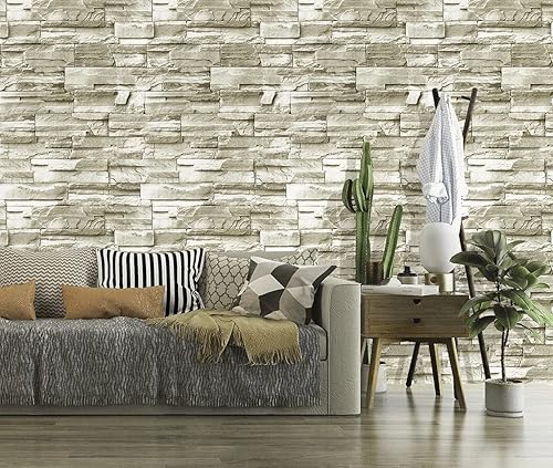 Miniatura 7 de Papel tapiz de ladrillo con patrón de ladrillo sintético, papel tapiz decorativo de piedra de ladrillo, autoadhesivo, papel tapiz autoadhesivo para