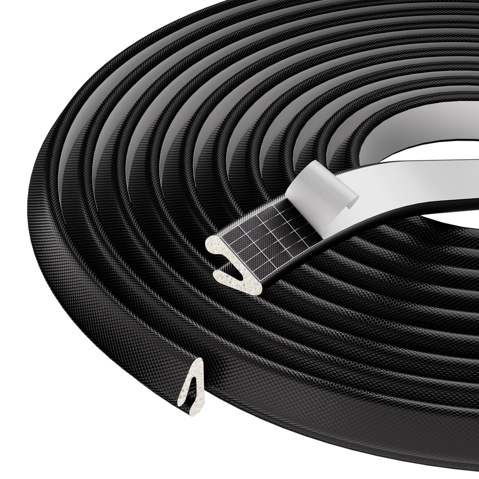 Esufeir Black V Shape Foam Door Draft Excluder Tape 6M Self-Adhesive Draught Excluder Sealing Strip, Insulation, Gap Seal, Weather Stripping, Soundproofing Wind Blocker For Window Frame, Front Doors
