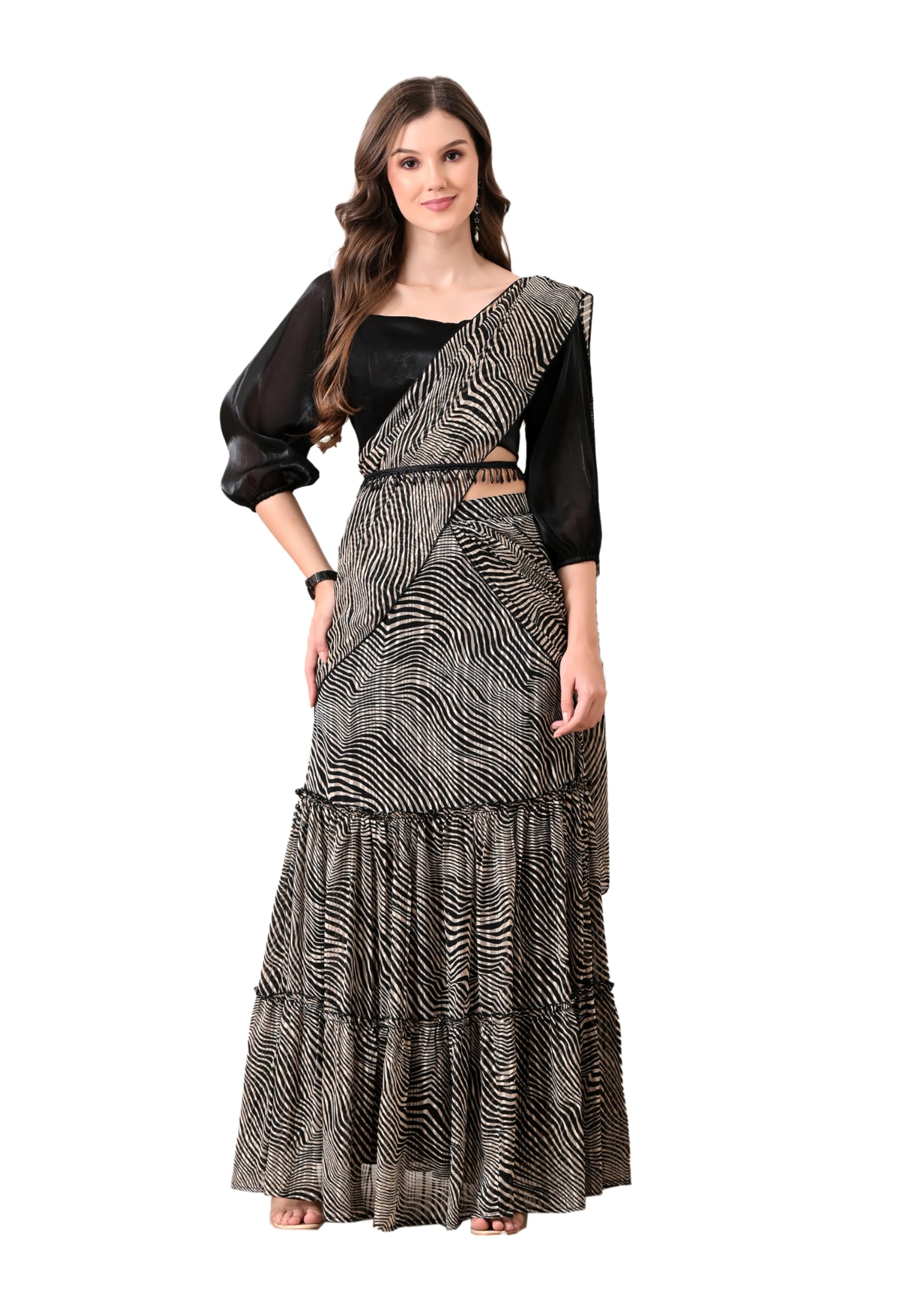 Women's Black & White Abstract Printed Co-Ord Set