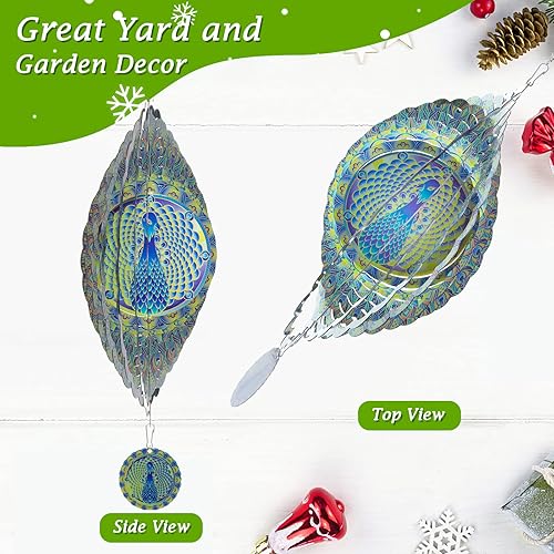 Miniatura 3 de Molinillos de viento de pavo real, regalos de pavo real para mujeres, mamá, abuela, esposa, 12 pulgadas, gran metal, 3D, cinético, molinillos de