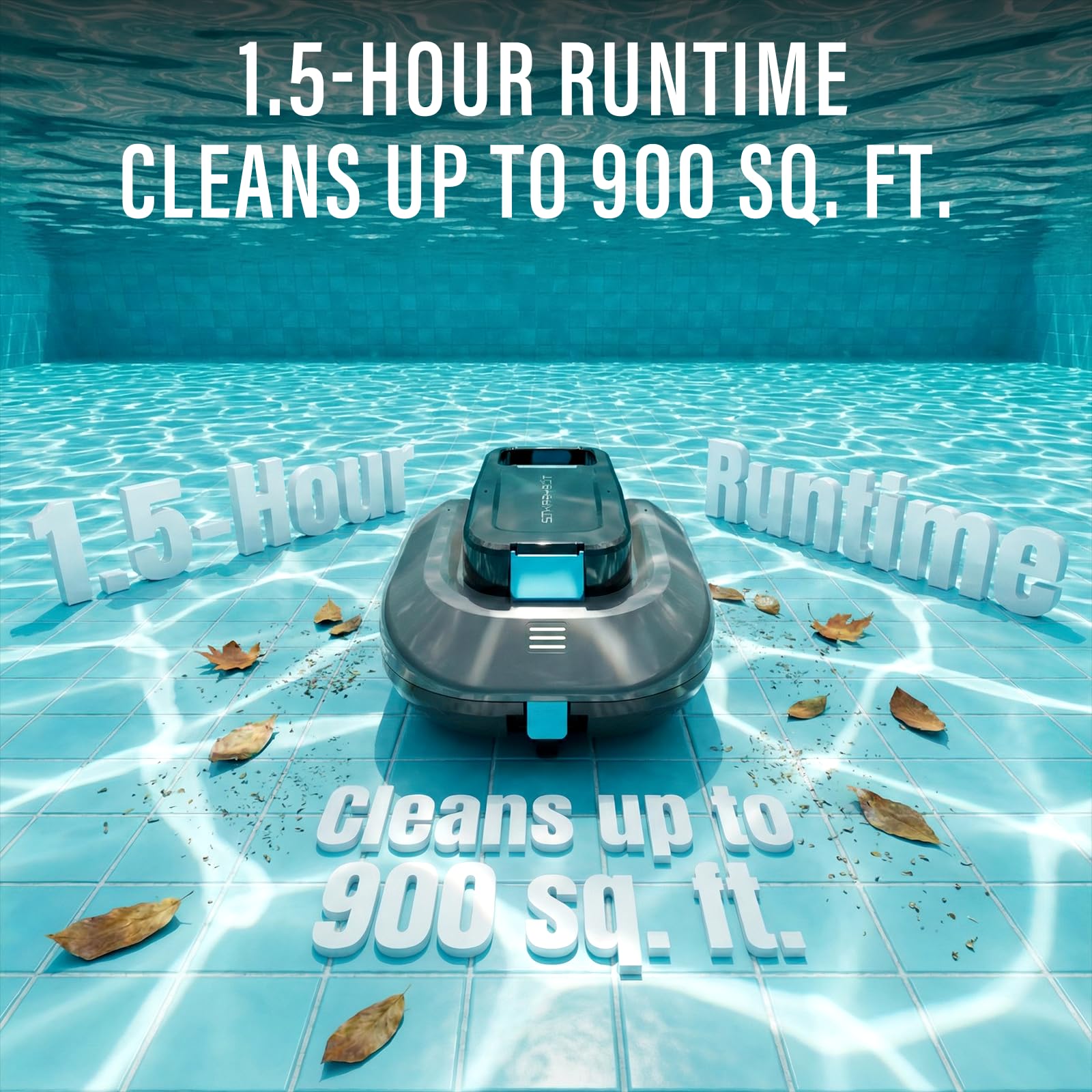 Condition photo showing As Is for starrybot cordless robotic pool cleaner with dual high-efficiency motors delivers strong suction, smart self-parking,smart led indicator,pool vacuum for above-ground flat pool up to 900 sq.ft(gray)