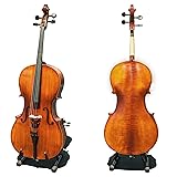 Paititi CE3005PE Scholar 256 Ebony Fitted Matte Finish Wood Cello with Soft Case, Brazilwood Bow, Rosin and Stopper (4/4)
