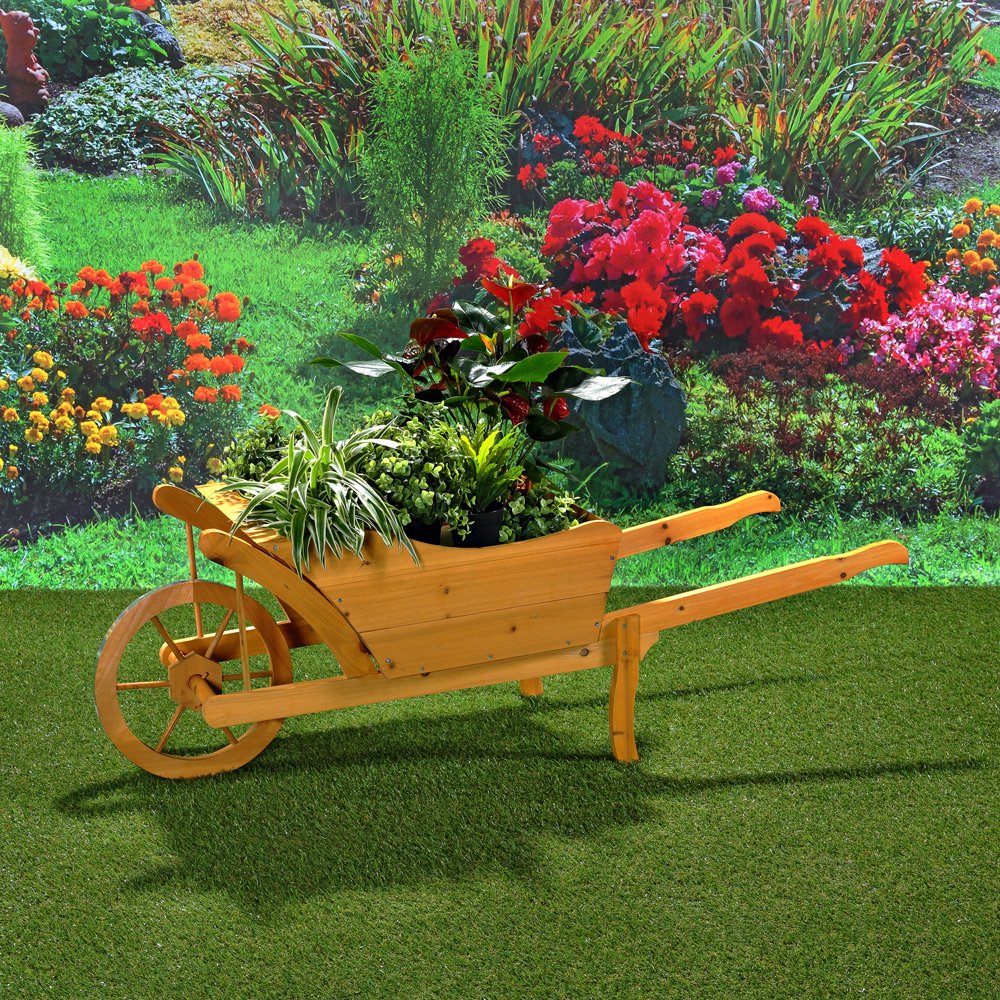 Jardin EDV-PRO Brouette/Diable en bois Fleurs 129 cm × 45 cm × 43 cm (L x l x h)