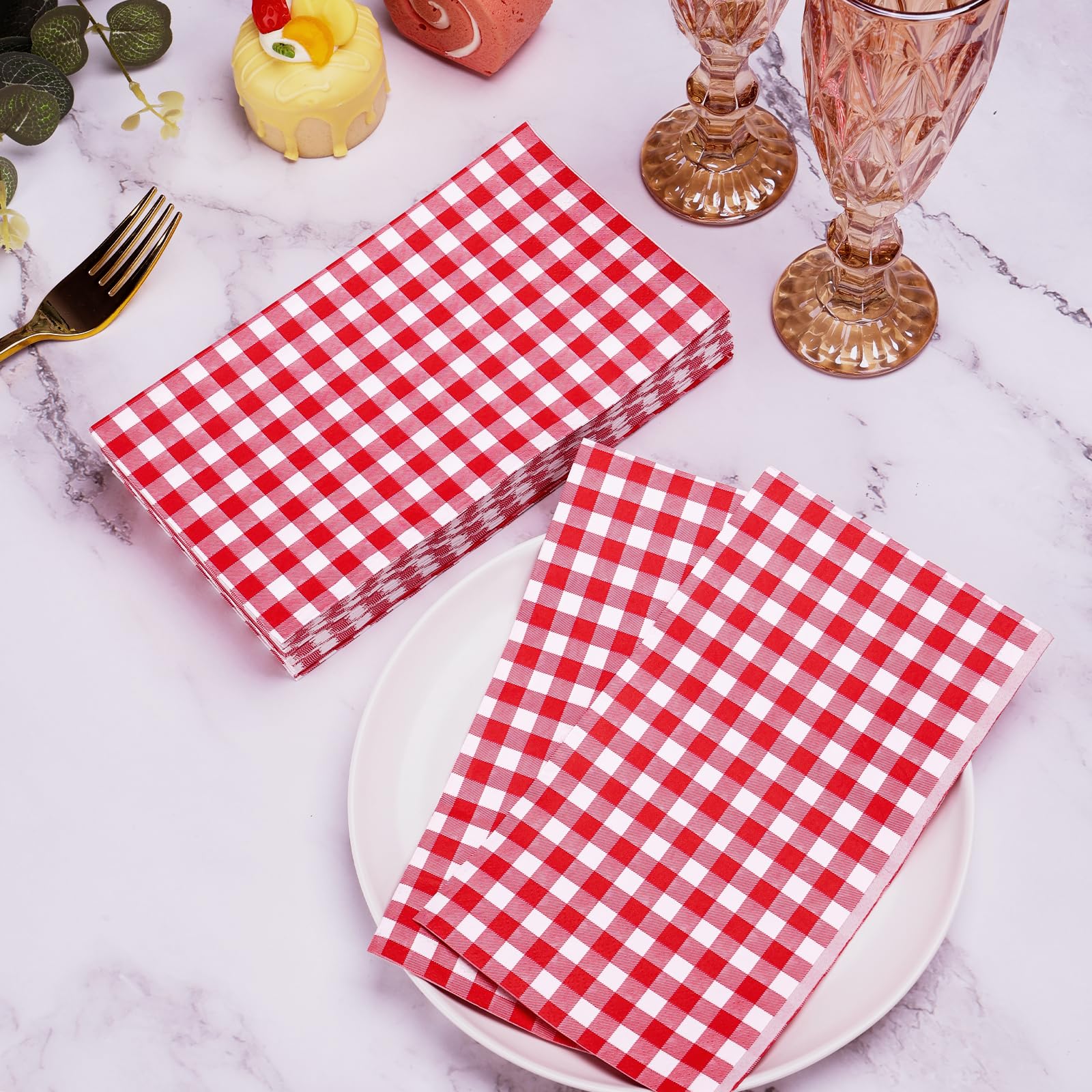 Lot De 100 Barquettes Jetables En Papier à Carreaux Rouges Et Blancs Anti Fuites~p129163948