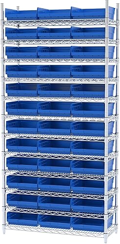Miniatura 7 de Akro-Mils 30170 - Caja de plástico para estantes anidados, (12 x 11 x 4 pulgadas), azul, (paquete de 12)
