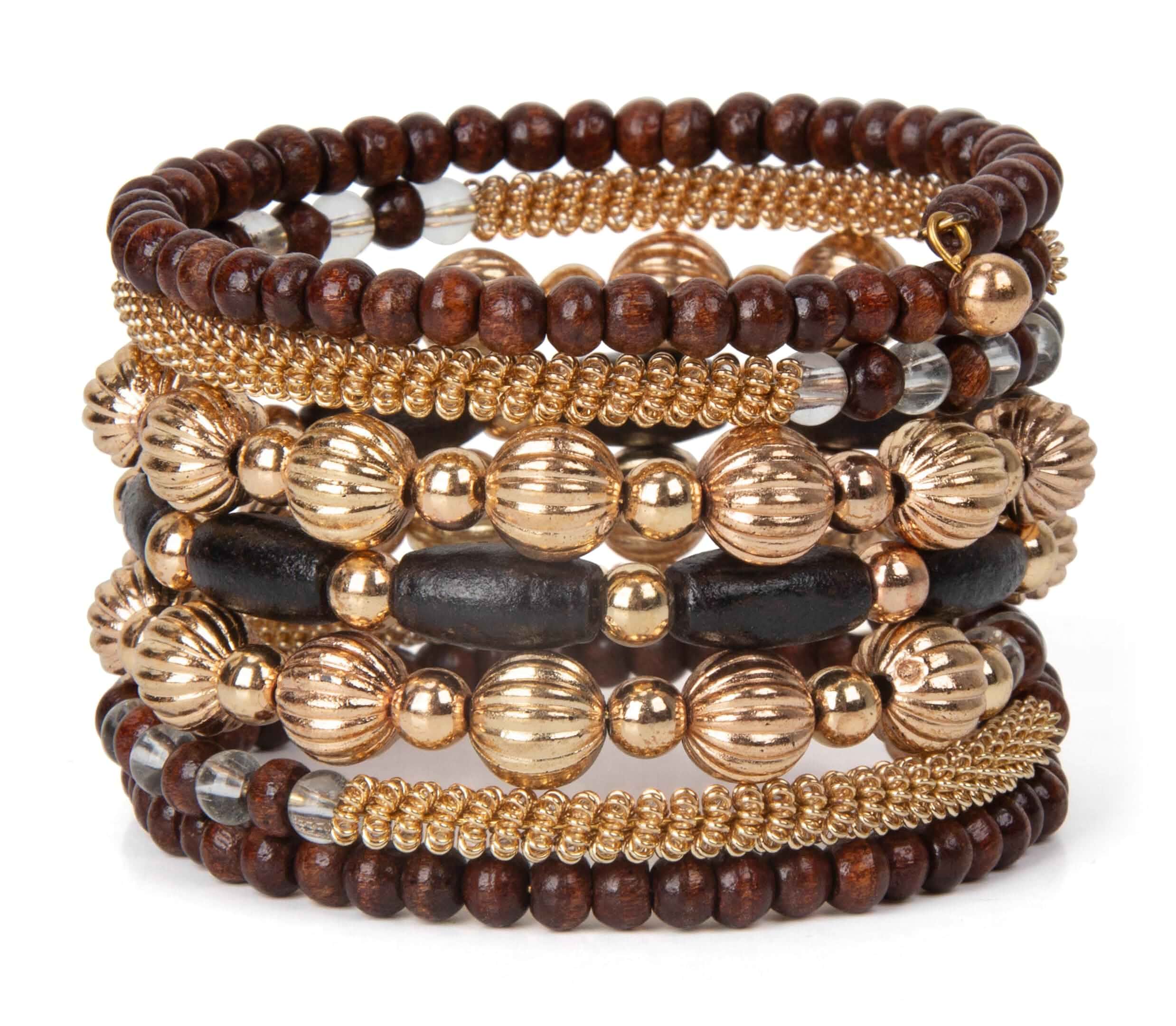 SPUNKYsoul Handmade Bohemian Multi-Color Beaded Coil Bracelet – Comfortable, Adjustable Boho Wrap Cuff That Stacks Easily and Lets You Effortlessly Elevate Any Outfit, Day or Night