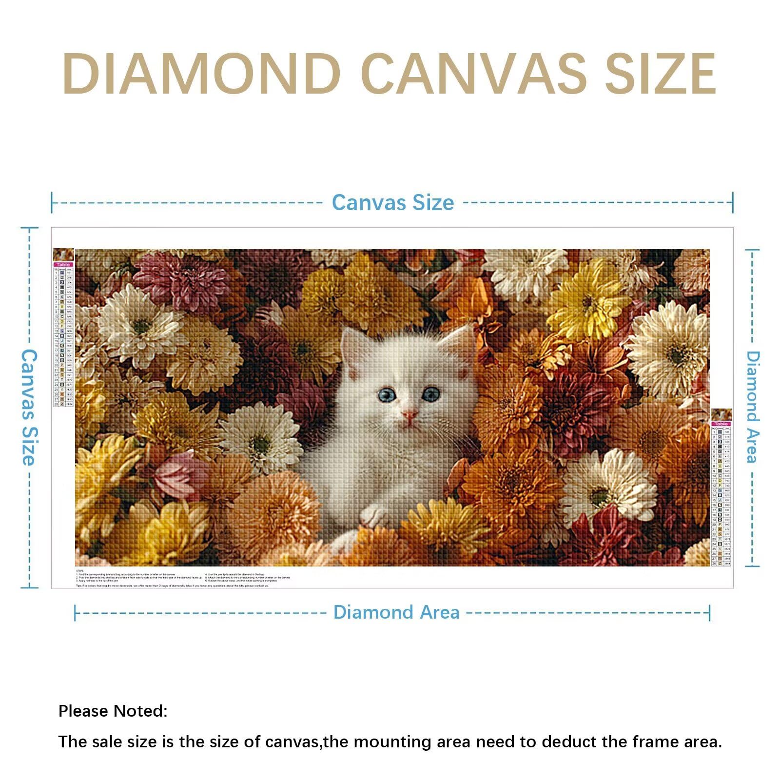 Diamond Painting Grande 200x100cm Gato Diamond Painting Adultos, DIY Flor Pintura de Diamante Manualidades Adultos, 5D Cuadrado Rhinestone Bordado Punto de Cruz para Home Decoration Regalo 0J-405