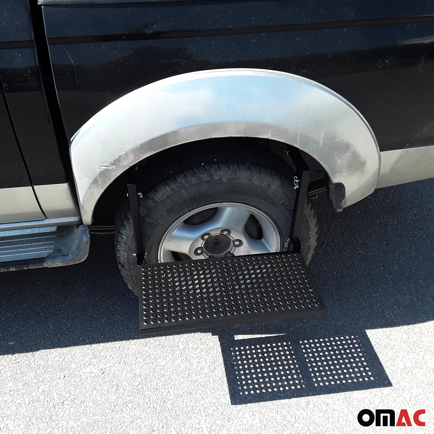 OMAC Pedana pieghevole per auto, 55 cm, compatibile con cerchioni da 16", 17" e 18", colore nero