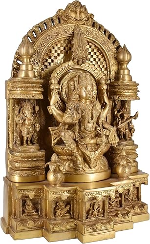 Miniatura 4 de Estatua de la diosa de latón de ballena blanca Lakshmi Darbar, Dios Ganesha y Diosa Laxmi Saraswati Idol Statue Murti Decoración del hogar