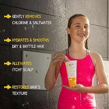 TRIHARD Kids Swim Conditioner, Chlorine Defense Pre and Post Swim Hair Protection from Chlorine, Saltwater, and Hard Water Chemicals, Hydrating Childrens Conditioner for Pool and Ocean