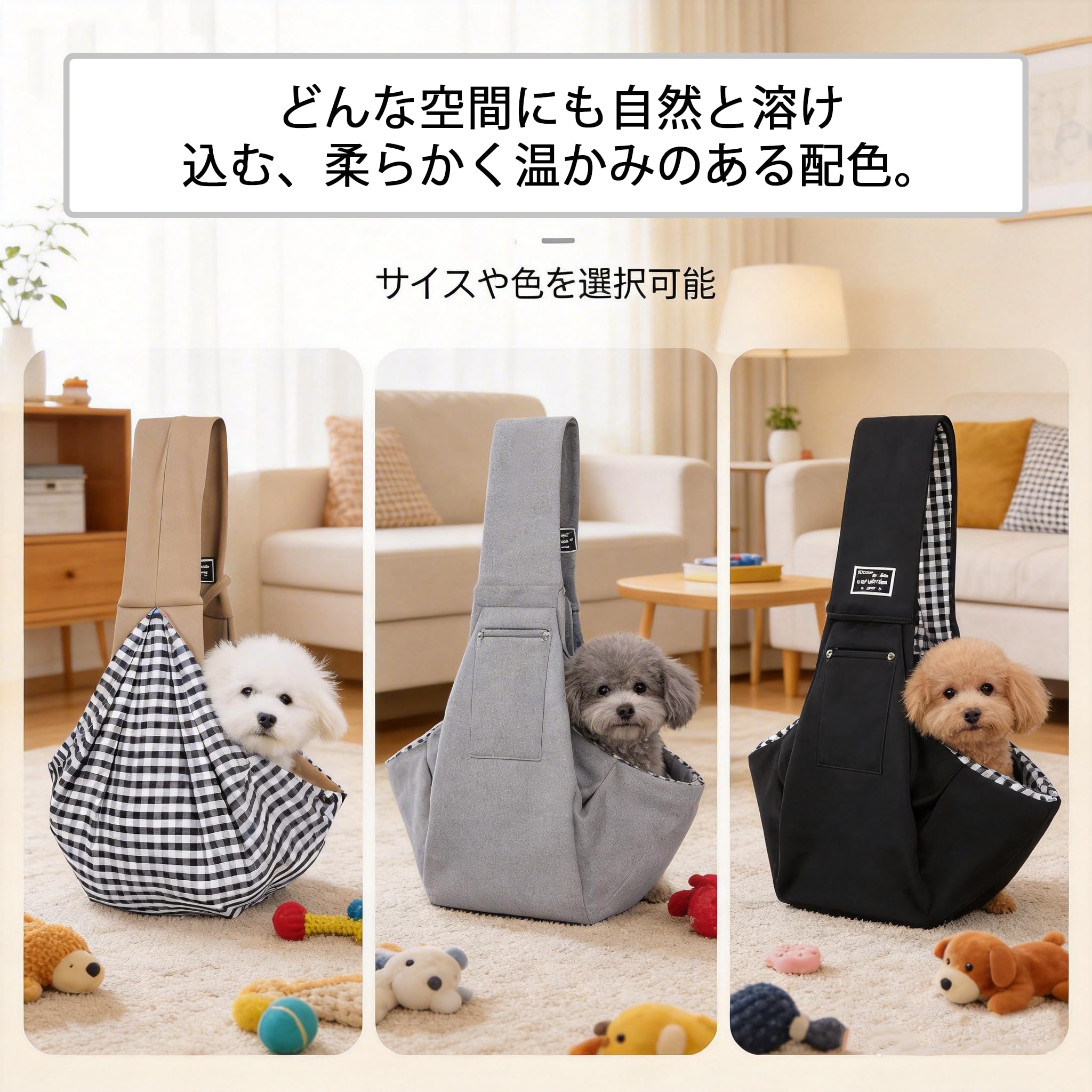 犬 抱っこ紐 猫 2026最新型ペットキャリーバッグ ペット キャリーバッグ スリング 多ポケット収納 両面使い 洗濯機対応 肩掛け 小型ペット用 [7.5kg まで]通勤 お出かけ アウトドア (ネービー) - 5