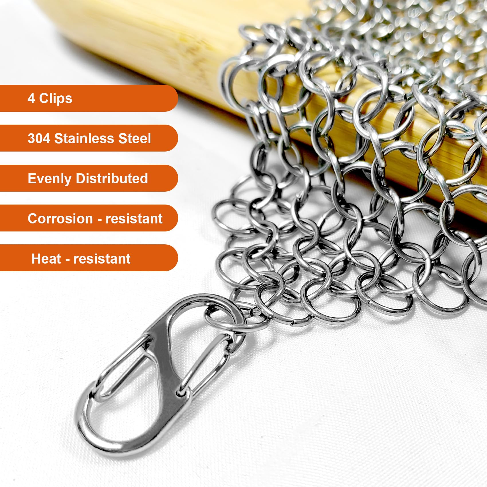 OARSE Sous Vide Weight Sinker Stainless Steel Sous Vide Accessory Kit Cooking Mesh Net Includes 4 Clips Chainmail Food Weights Mesh Prevent Undercooked Food - 13.4 inch X13.4 inch - Image 5