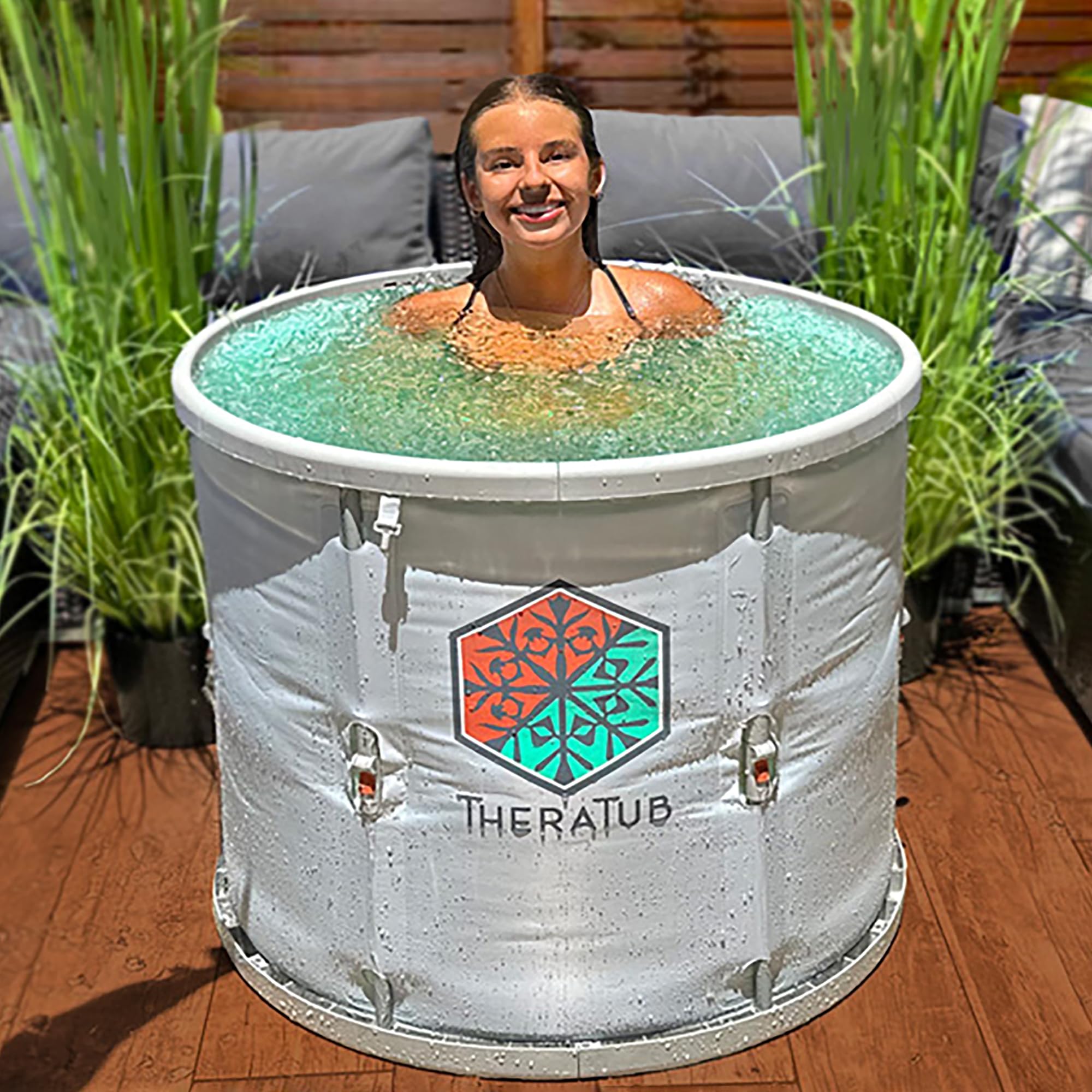 TheraTub Cold Plunge Tub - XL Foldable Ice Bath Tub, 32x32x28in, 390lb Capacity, Easy Install & Drain, Modern Design, Portable & Durable Cold Plunge, Perfect for Athletes, Easy to Clean & Store
