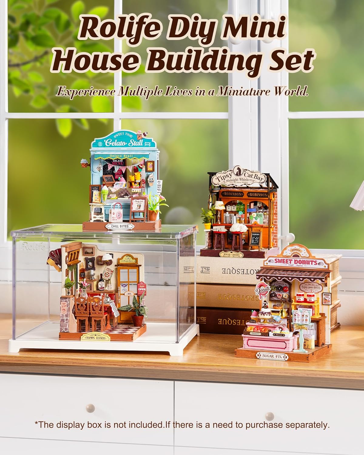 Rolife DIY Miniature Kit Mini Building Dollhouse Champs-Élysées Bistro, Miniverse Lifestyle Mini Bookshelf Decoration, DIY Hobbies for Craftsman (Champs-Élysées Bistro)