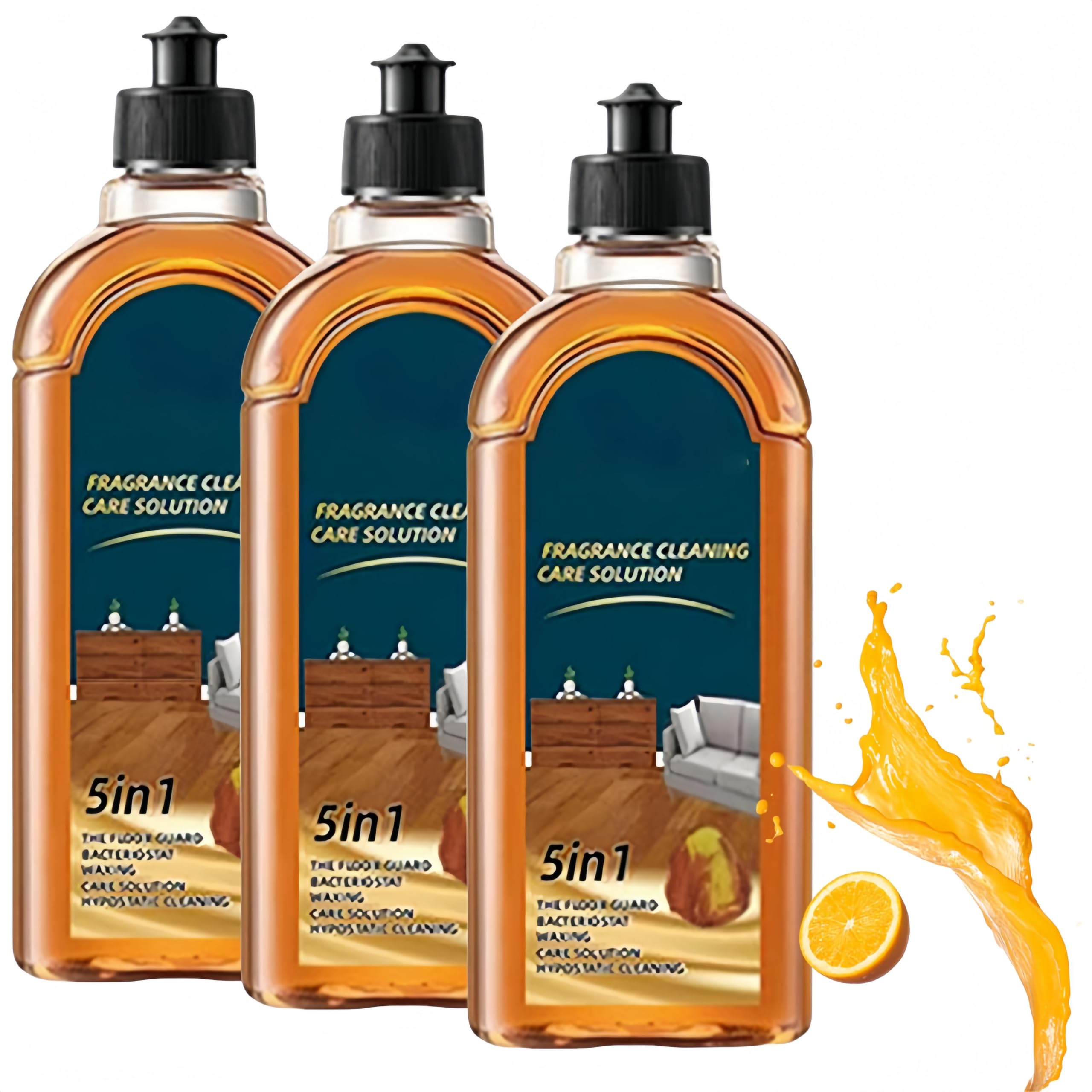 Solución de limpieza con fragancia 5 en 1, quitamanchas y olores, limpiador de pisos para madera, azulejos y cerámica, protege los acabados naturales de los pisos, brillo rápido (3 Piezas)