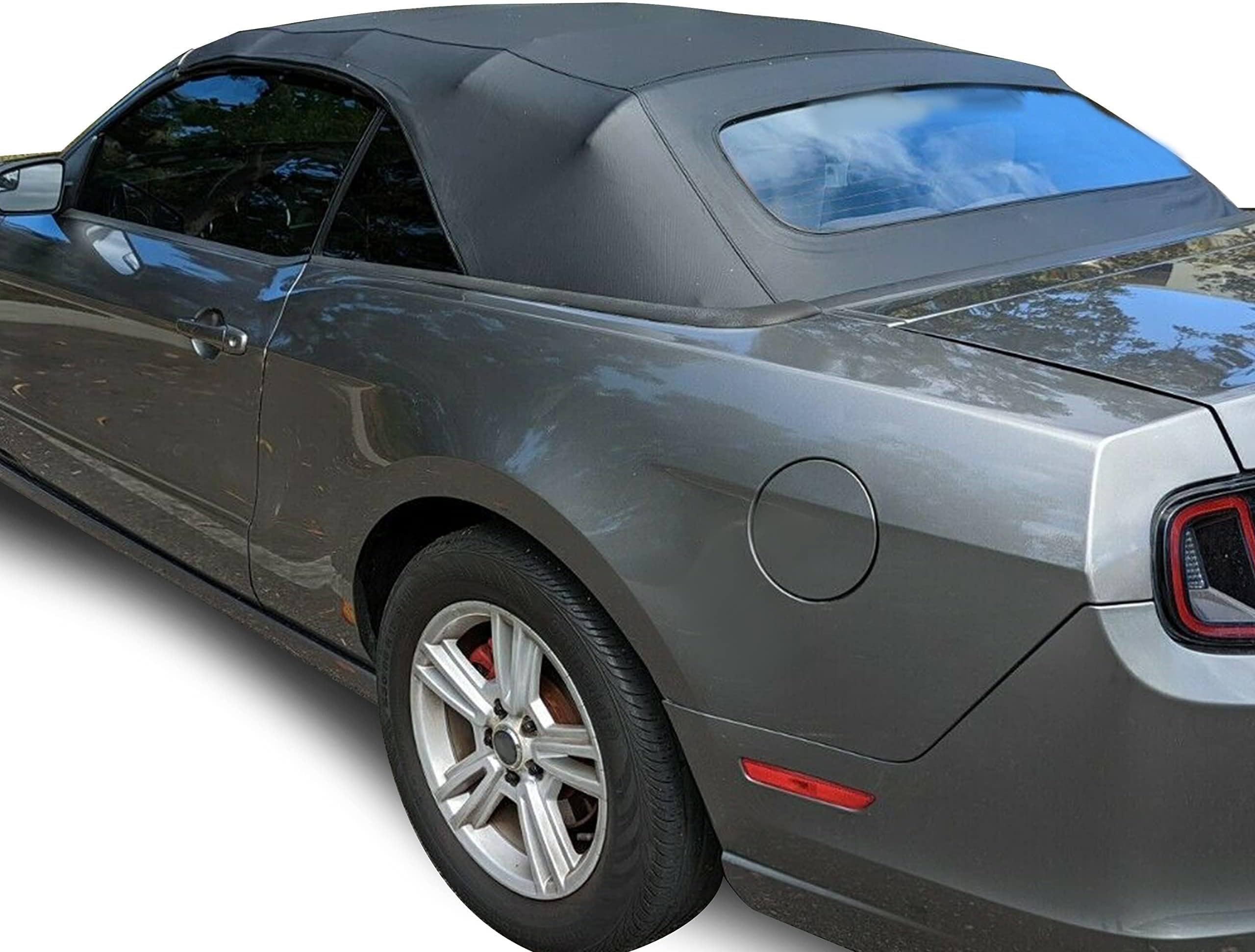 Kojem Convertible Soft Top Compatible with 2005-2014 Ford Mustang, Sailcloth Vinyl Soft Roof Replacement, Black Color with Clear Heated Glass Window
