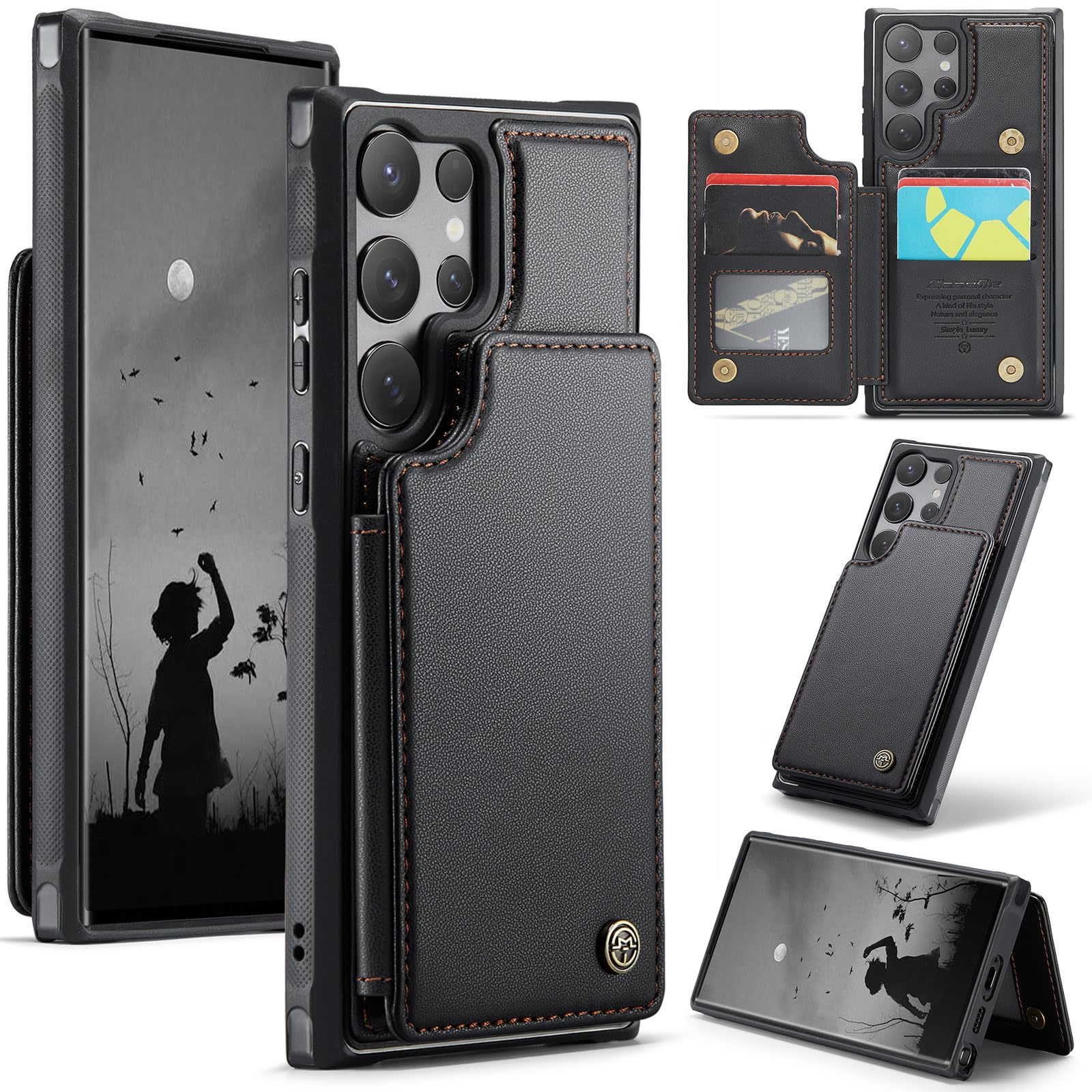 Kowauri for Samsung Galaxy S25 Ultra Case, PU Leather Wallet Case for Women Men with RFID Blocking Card Holder Magnetic Closure Shockproof Protective