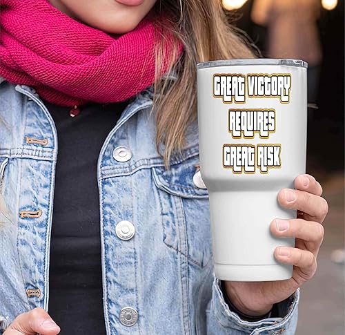Miniatura 2 de Great Victory Gift for Those Who Take Great Risks - Victory Day Message on 30 Oz White Stainless Steel Large Tumbler