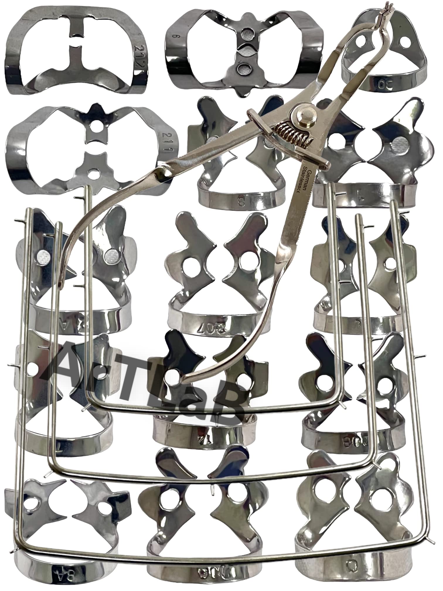 New Premium Dental Rubber Dam Clamps Set |Rubber Dam Kit Starter with Frame |Rubber Dam Punch Plier |Rubber Dam Clamps Forceps | Rubber Dam Clamps Dental Instruments (19 Piece Set)