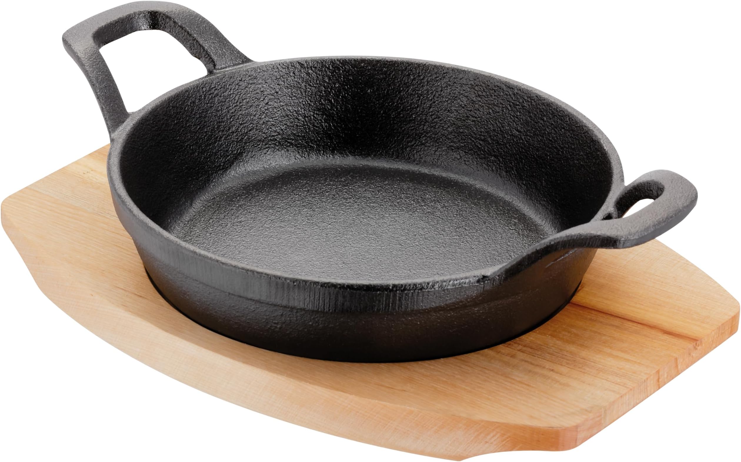 Judge Sizzle & Serve Gratin Dish, Cast Iron Skillet with Wooden Serving Stand...