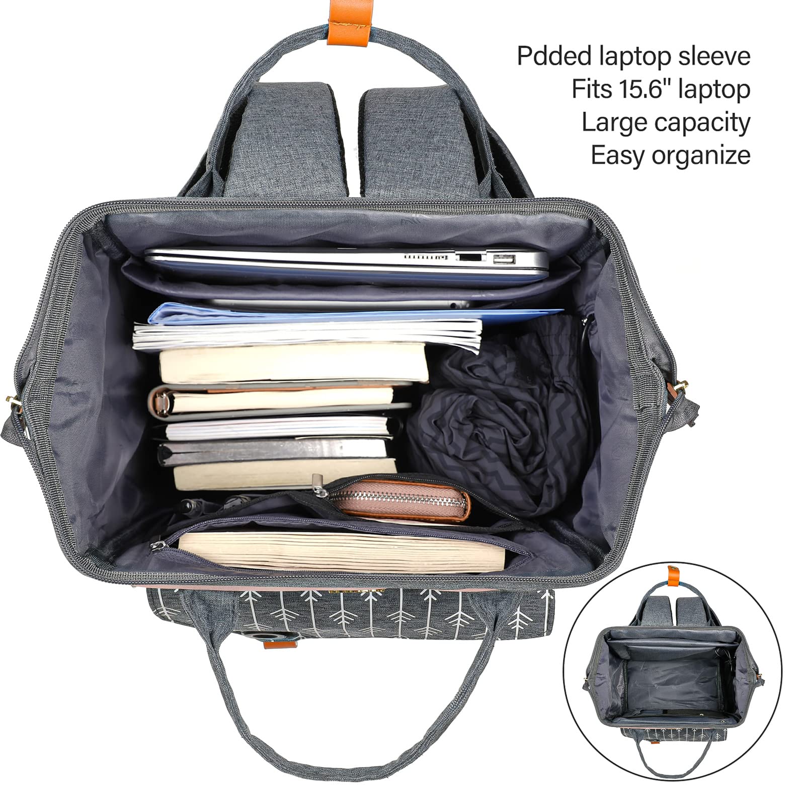 RJEU - Zaino da donna, per la scuola, per il tempo libero, per il lavoro, con scomparto per computer portatile e tasca antifurto, impermeabile