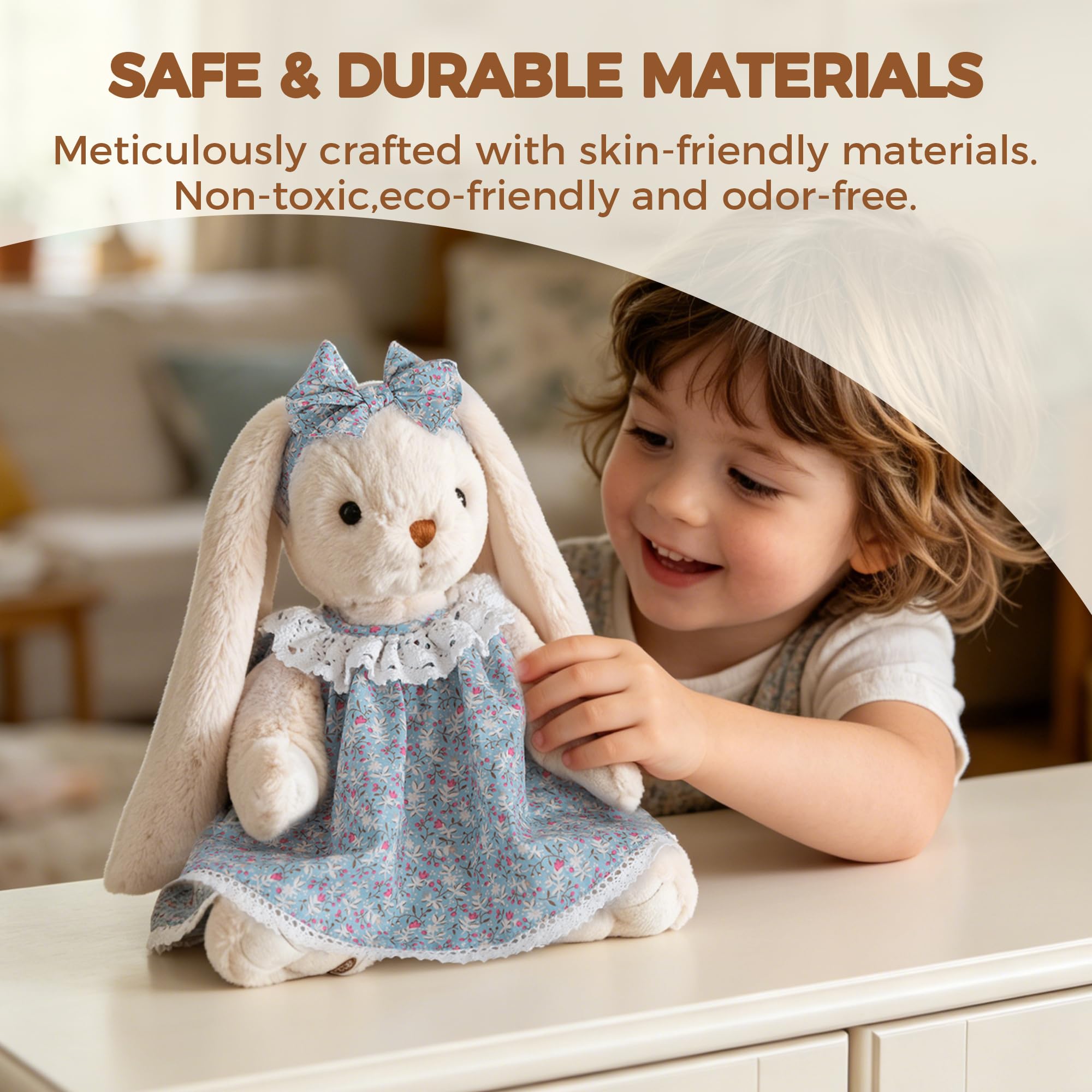 GABRIEL Plush Bunny Rabbit 30cm, Super Soft Cuddly Toy Teddy Stuffed Animal, Cuddly Plushie Toy with Fluffy Soft Ears - Image 4