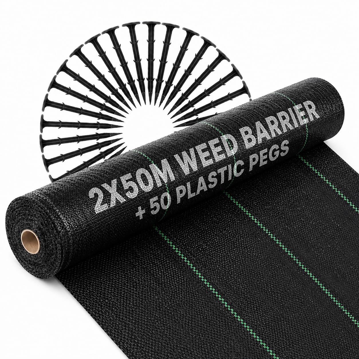 Garden Mile 2m x 50m RESISTENTE Hierbas Control Tela mantillo Membrana terreno BANDEJA HORNO jardín camino Paisaje Tela | Polipropileno tejido resistente, permeable al agua, para grava y caminos, césped artificial, cubierta de suelo de jardín