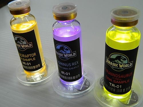Miniatura 2 de Dead Head Props Jurassic World - Paquete de ADN de dinosaurio, película de Halloween, cosplay, viales médicos reales con disco de pantalla LED