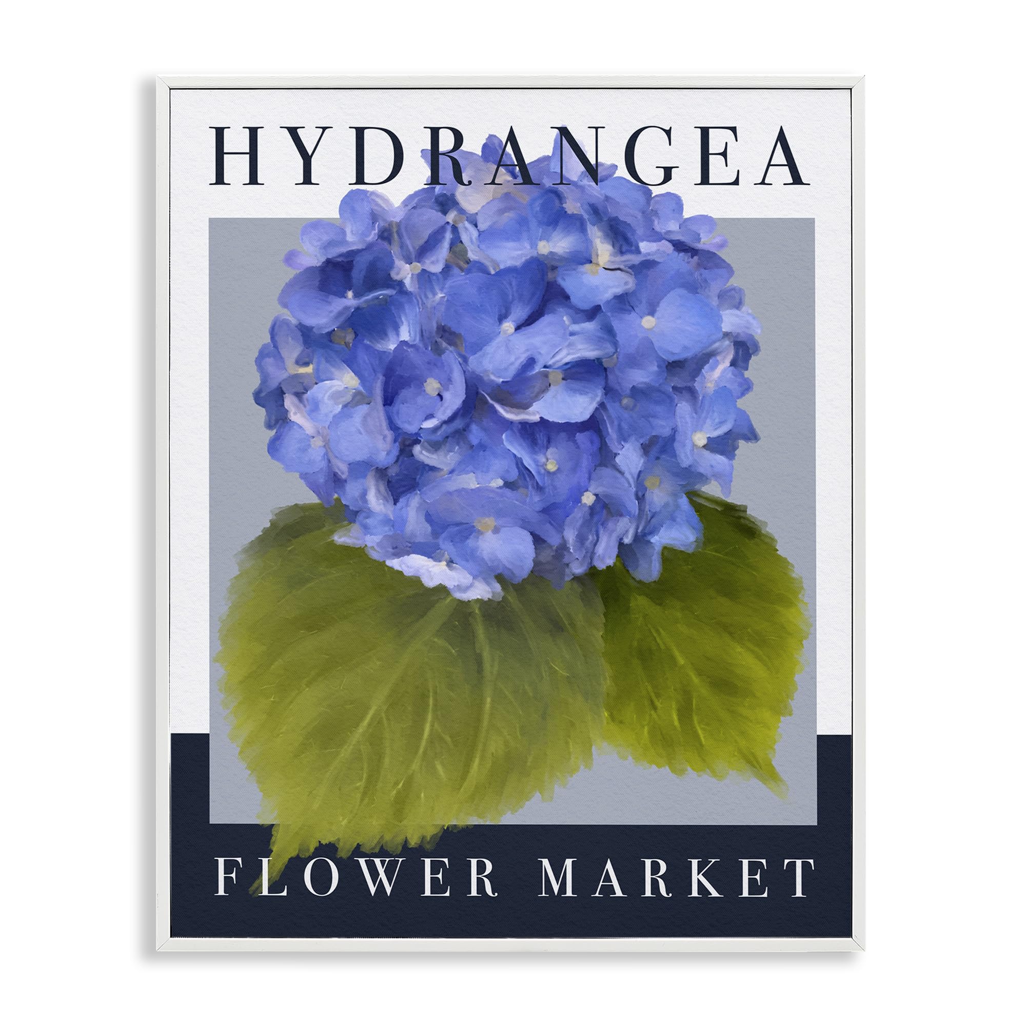 Stupell Industries Coastal White (Textured) Hydrangea Flower Market Botanical, 16 X 20 Inch Framed Giclée Print