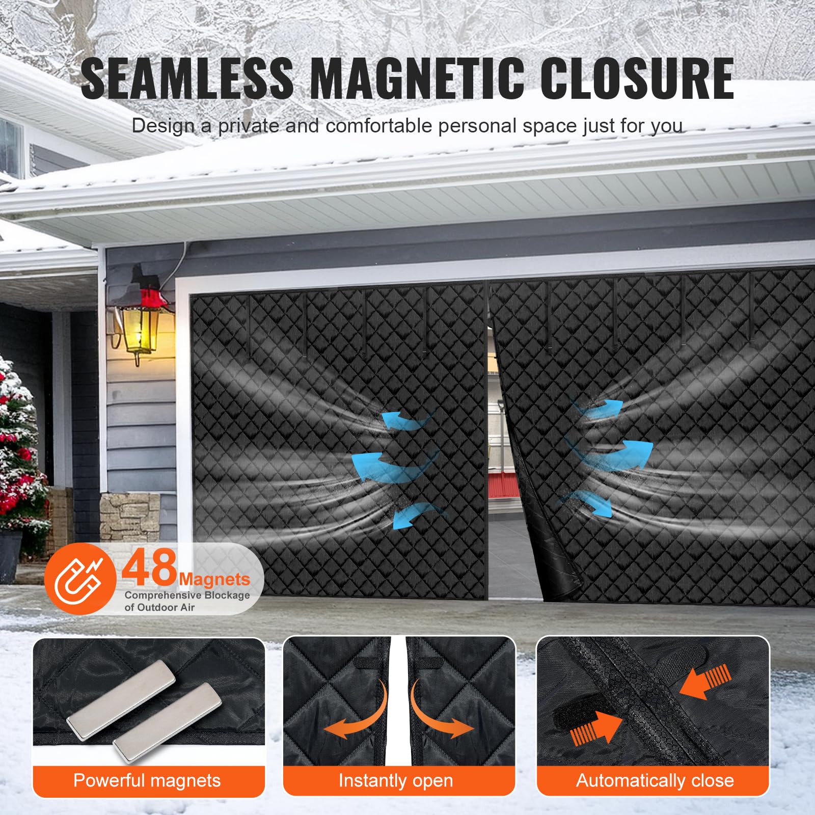 VEVOR Kit di isolamento termico magnetico per porte del garage, per l'inverno, 40,6 x 2,8 m, copertura magnetica per 2 auto (impermeabile, antivento e insonorizzato)