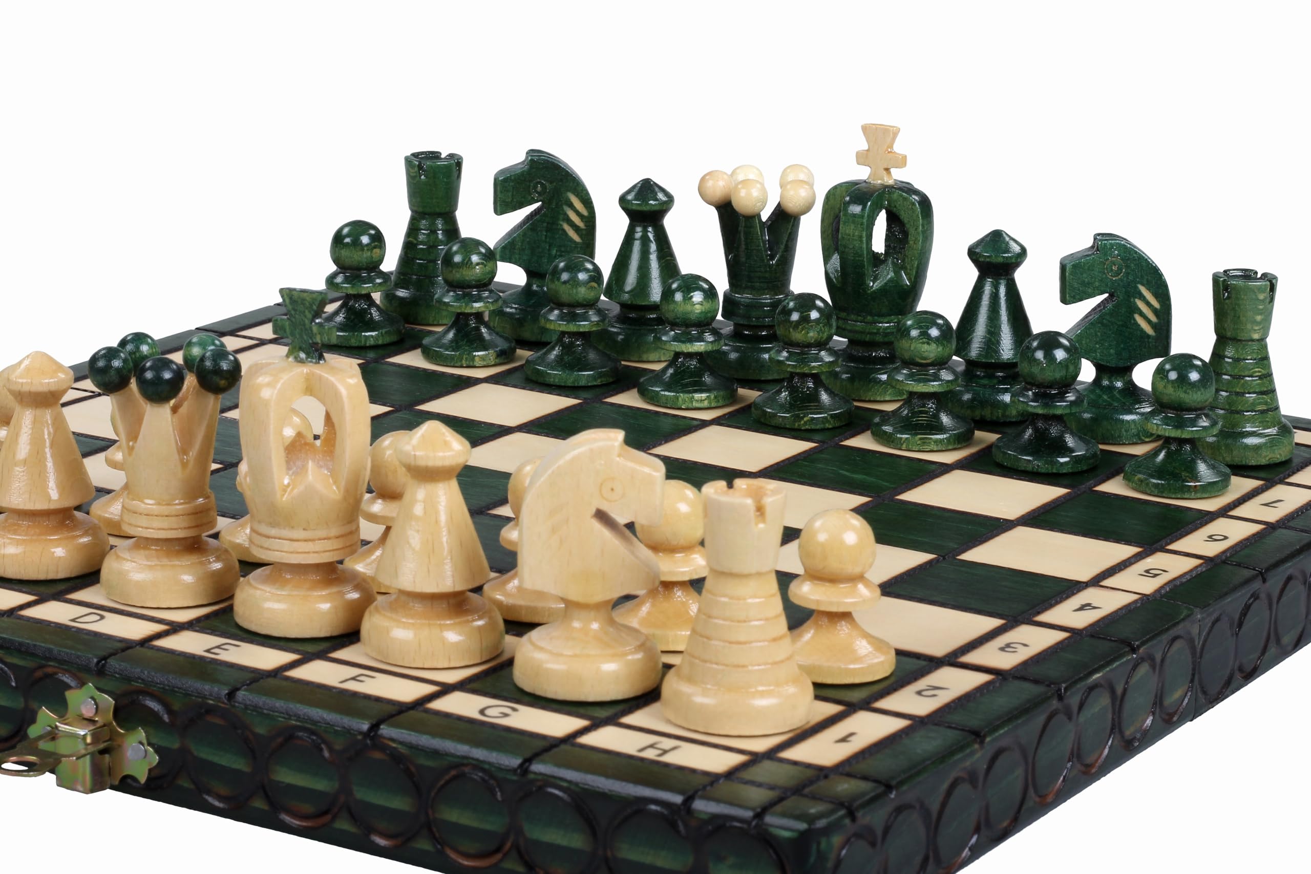 Sunrise Chess Royal - Juego de ajedrez (compacto, elegante y económico), color verde