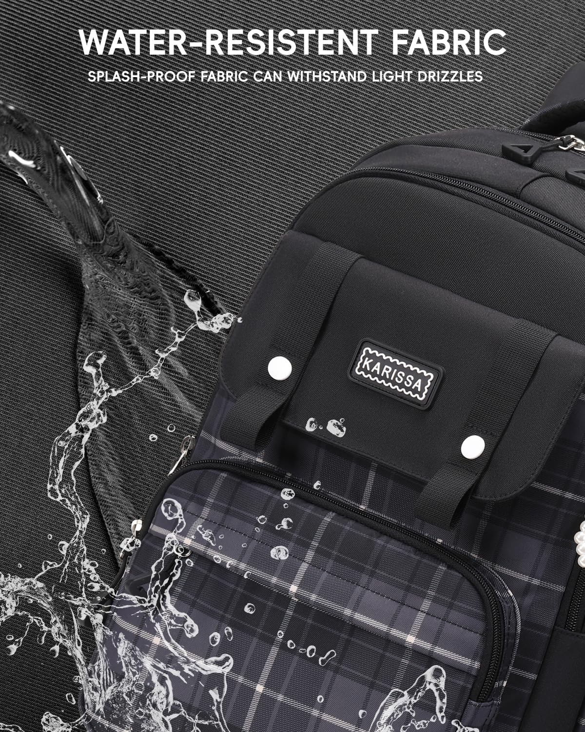 Tanou Rucksack Schule Mädchen Teenager für Schule Reisen, 26L, Schwarz