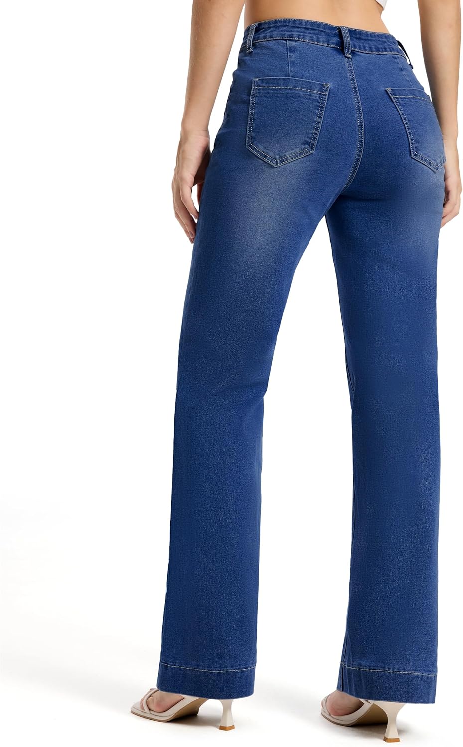 SEVEGO Tall Women’s 34/36/38 Inseam Wide Leg Jeans High Waisted Stretchy Straight Loose Trendy Denim Pants Pockets