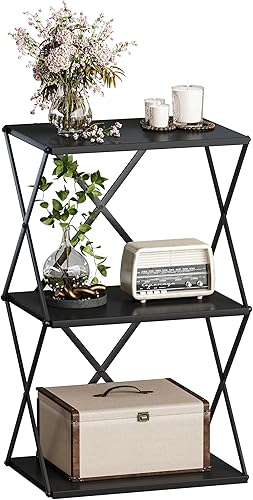 Miniatura 1 de Mesa auxiliar pequeña de 3 niveles, mesita de noche alta con sofá de almacenamiento, escritorios laterales para sala de estar, dormitorio, oficina,