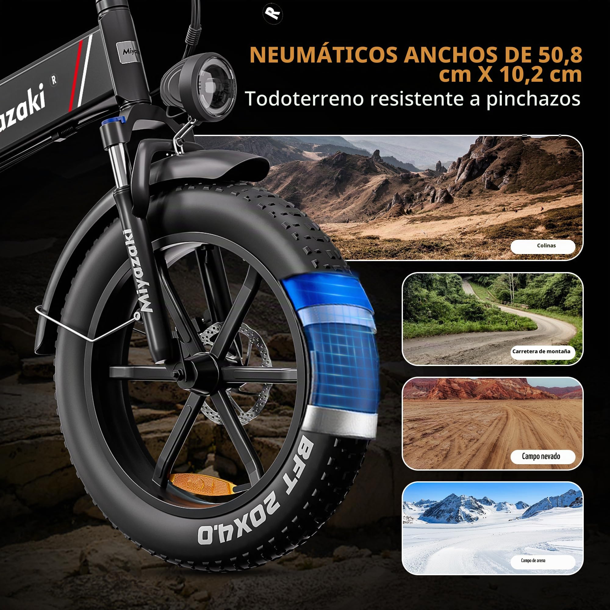 Bicicleta eléctrica plegable para adultos X7 90NM, equipada con una batería extraíble certificada por UL, cuadro de aluminio ligero, neumáticos anchos de 20″ × 4,0″ y sistema de frenos hidráulicos