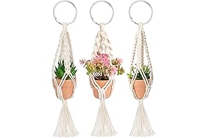 MoHern Mini Macrame Plant Hanger for Car with Pot