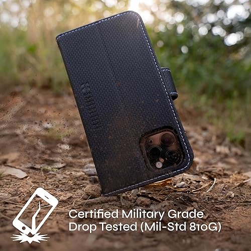 Miniatura 8 de SafeSleeve Funda de protección contra radiación EMF para iPhone 15, bloqueo RFID EMF, cartera con tarjetero, piel auténtica, funda ajustable para