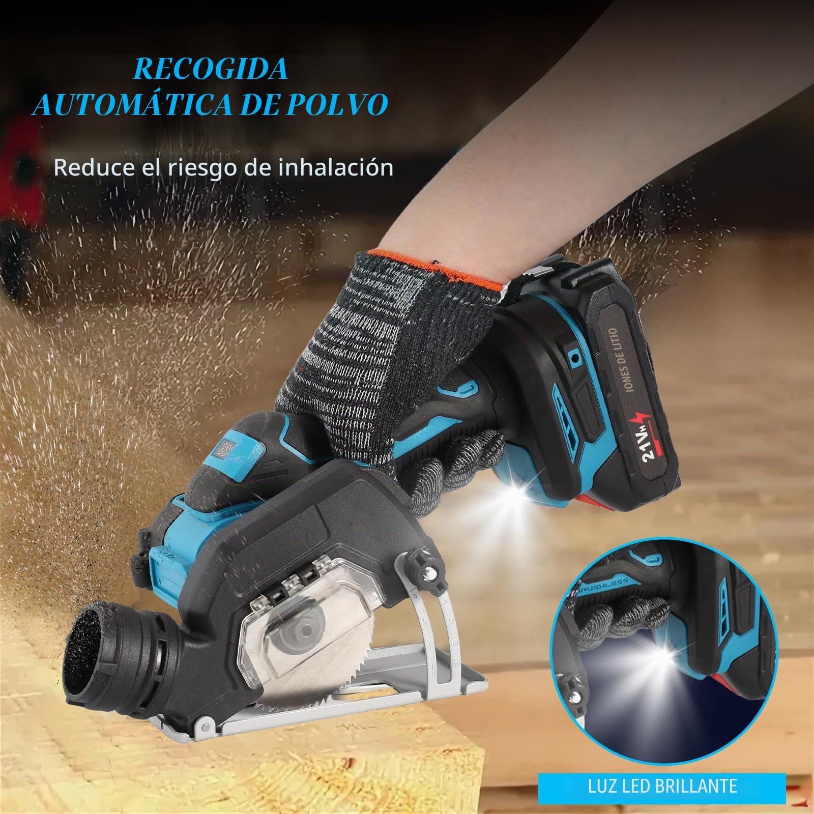 Sierra circular de mano con batería para Makita de 18 V, mini sierra circular de 3 pulgadas, sierra circular sin escobillas con 4 hojas, profundidad de corte de 22 mm, sierra circular eléctrica para
