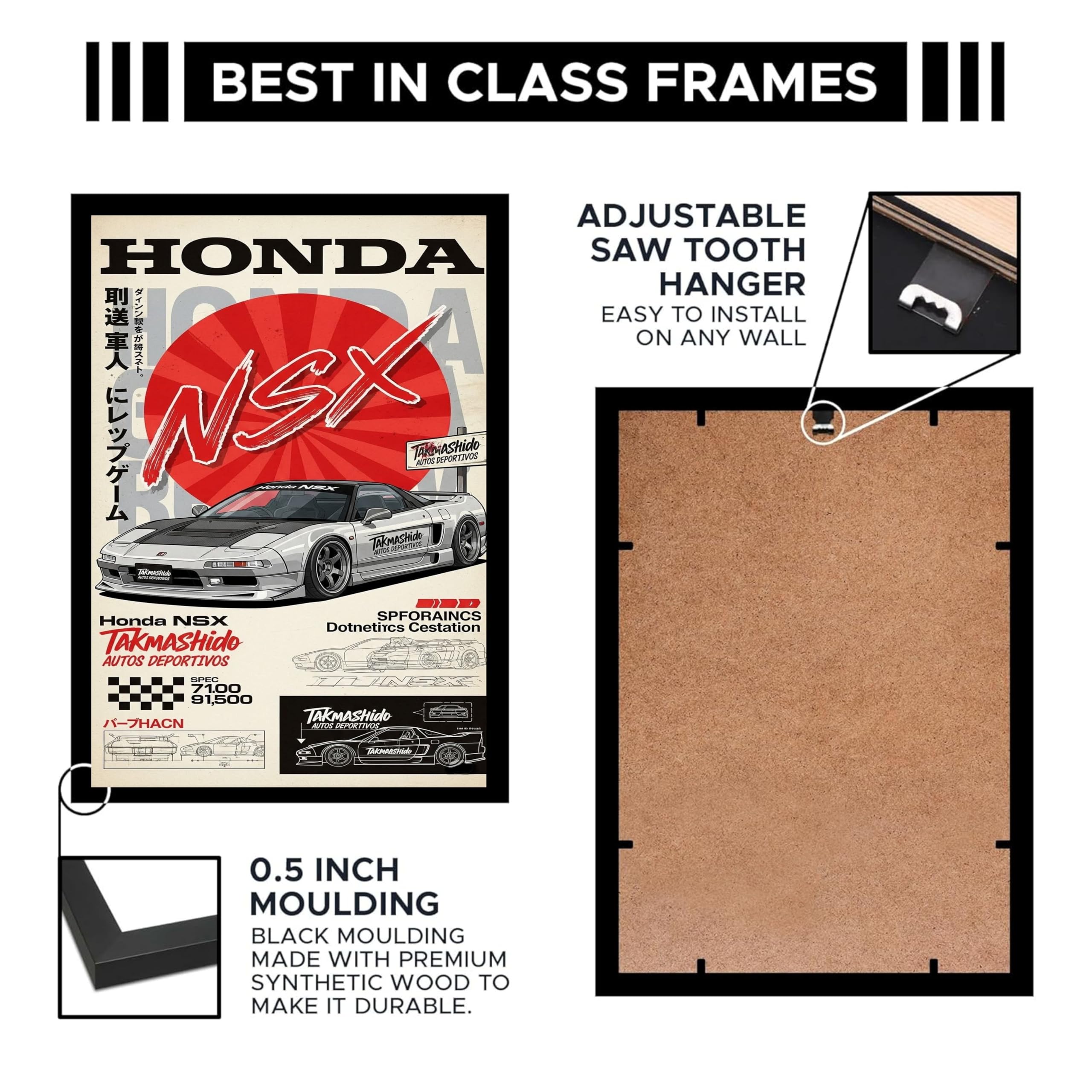 BLUE WALL DECOR Honda NSX JDM Wall Art Poster 10x13 Inch Framed