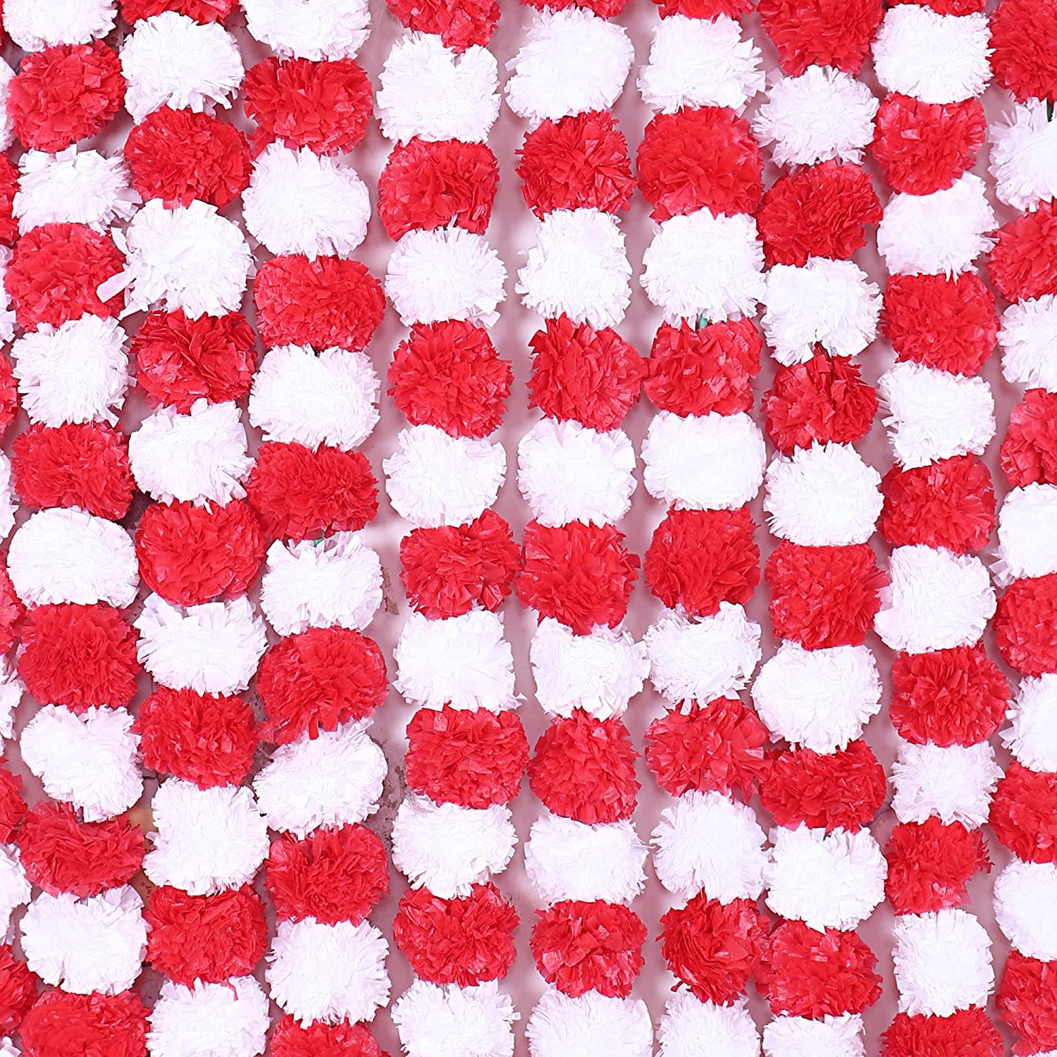 Kapoor Crafts ® 5 Pcs Artificial Marigold Flowers for Decoration Long Marigold Garlands/Toran/Strings for Decoration genda phool Mala for Wedding & Festival(Red & White) (B0B9VGL68H) Amazon Price History, Amazon Price Tracker