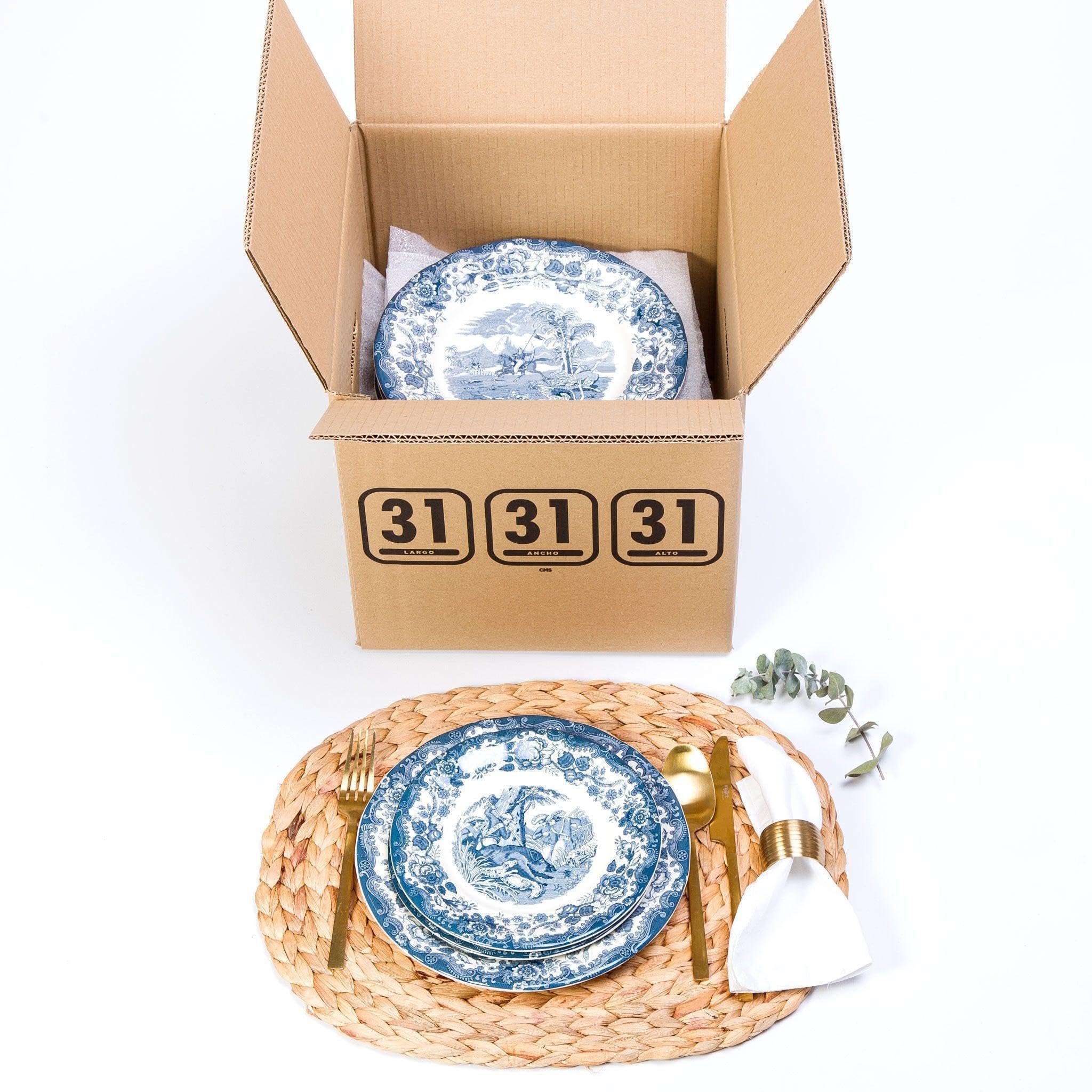Telecajas | 10 cajas 31 x 31 x 31 cm | Cajas de cartón robustas con asas para mudanza o envío | Ideal para platos, sombreros y revistas | Pack de 10