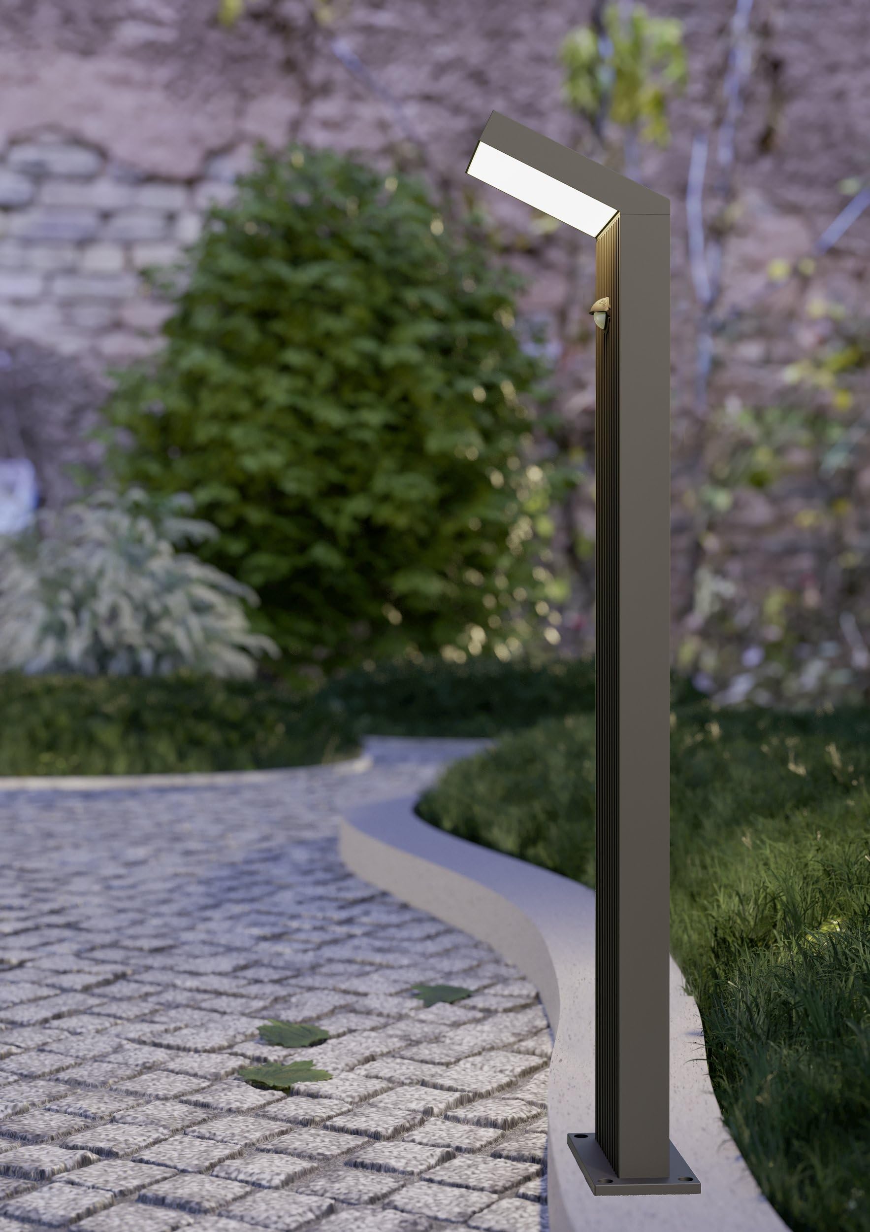 Eglo Lampada esterna LED Grottazzolina con sensore di movimento, luce | decorativa da giardino in alluminio nero, IP65, illuminazione calda, 80 cm