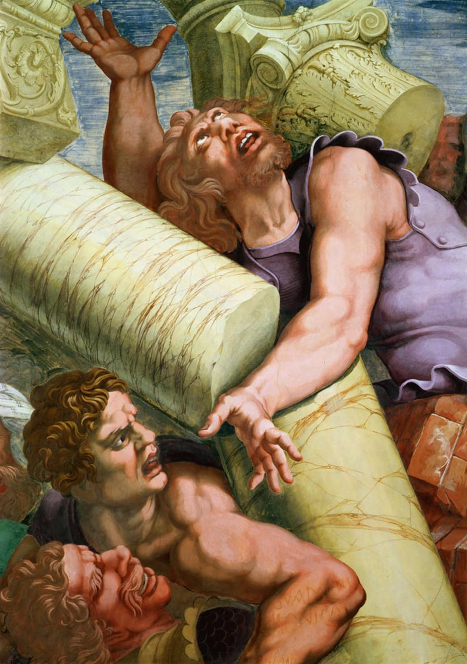 ARTXLXXBN Famous Prints Artwork Pictures Poster Painting Art Sala Dei Giganti Detail of the Destruction of the Giants by Giulio Romano Artwork Landscape Pictures for Home Decor 60x90cm