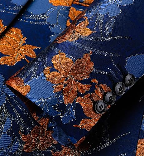 Miniatura 4 de MOGU Chaqueta de esmoquin elegante para hombre, diseño floral, ajustada, para fiesta de graduación diaria